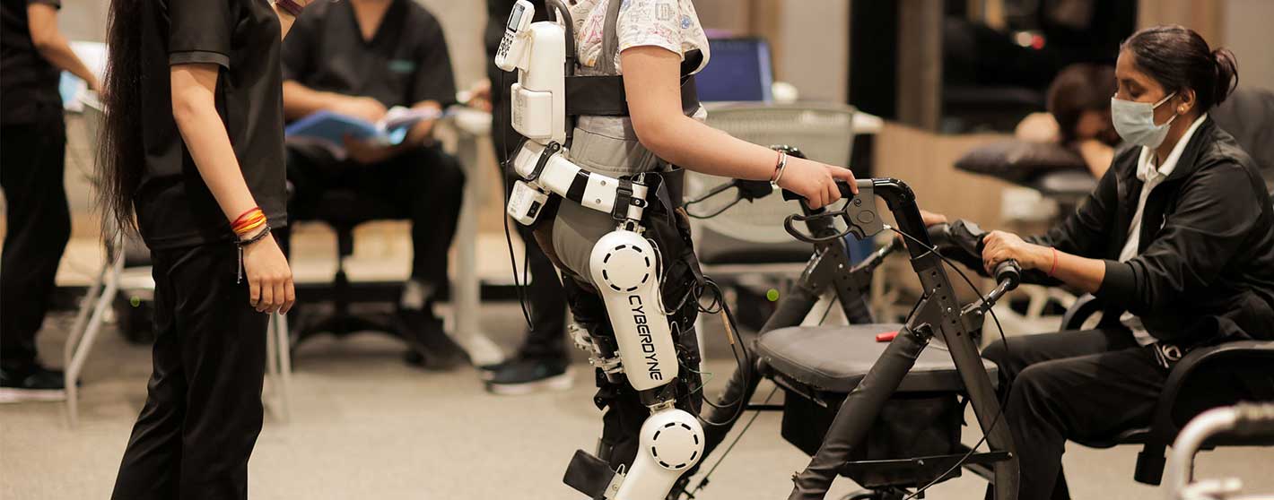 Patient using rehab equipment
